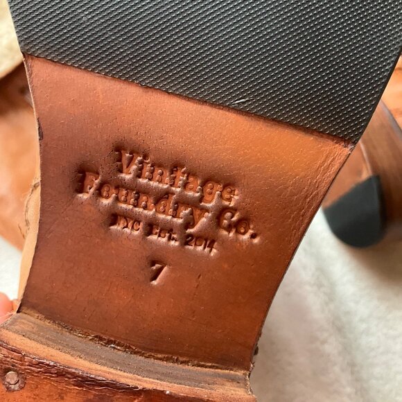 Tan Leather Combat Boots with Shearling Cuff - Picture 10 of 15